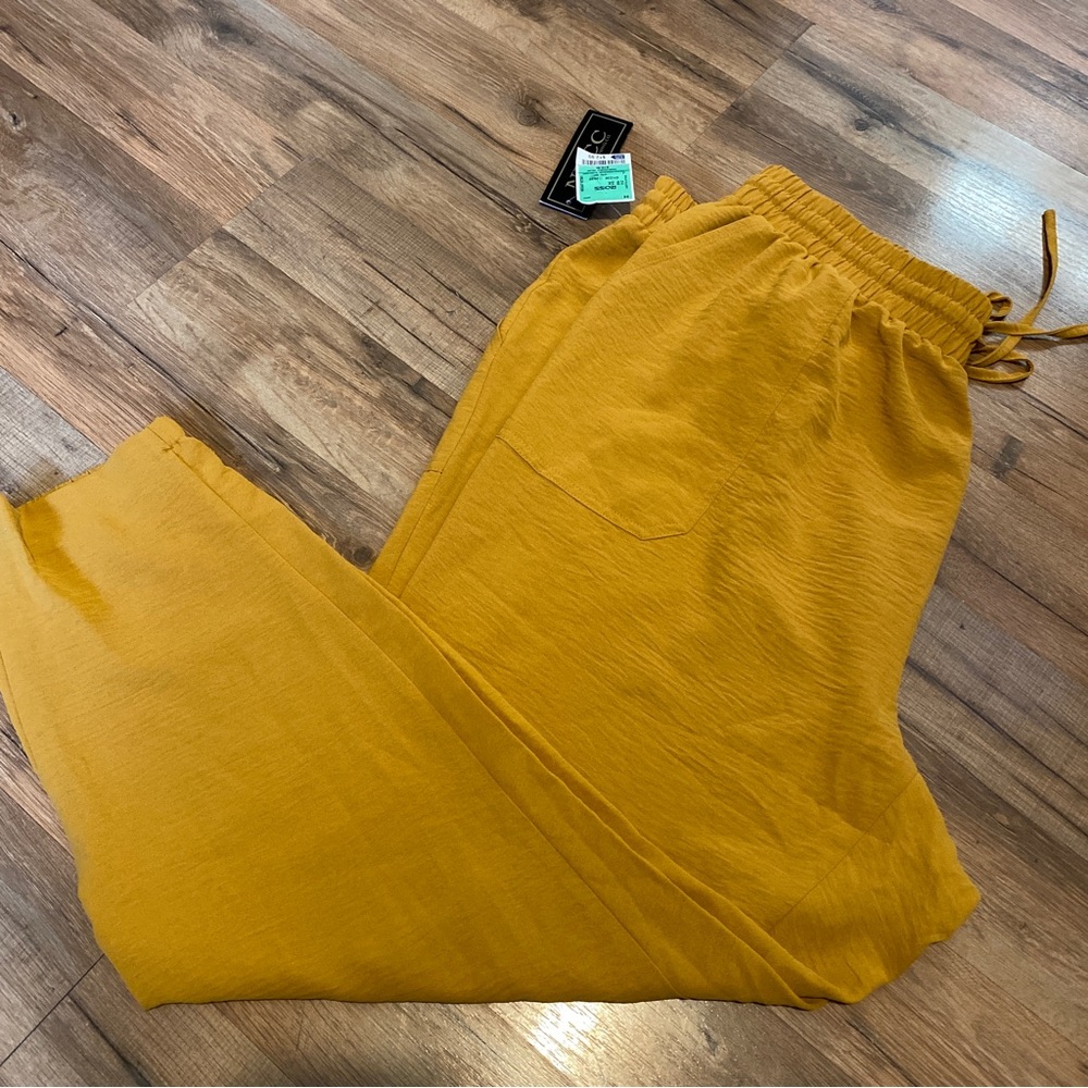 Plus Size 3x pants Draw String Bottoms Mustard